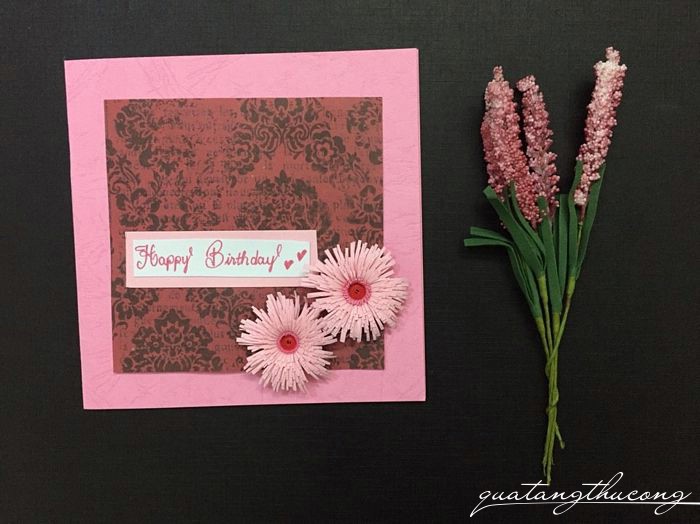 Thiệp hoa Happy birthday mẫu 3